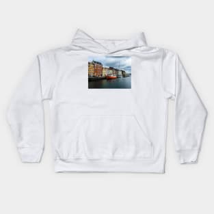 Nyhavn waterfront in Denmark Kids Hoodie